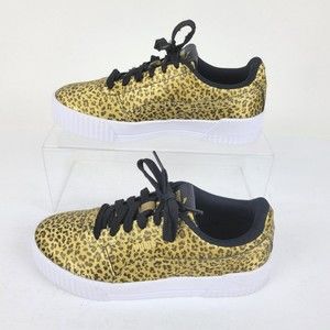Puma Carina Womens Leopard Print Lace Up Sneakers Size 7 7381455-001 Soft Foam+